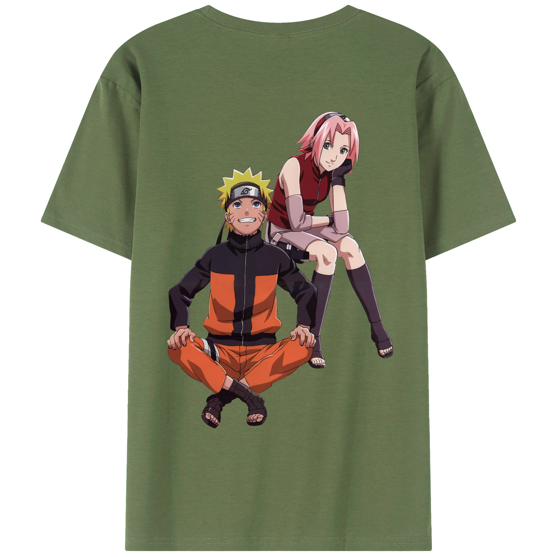 （画像用） NARUTO -ナルト- うずまき ナルト Uzumaki Naruto 綿100％ メンズ半袖Tシャツ（バックプリント） 通気性